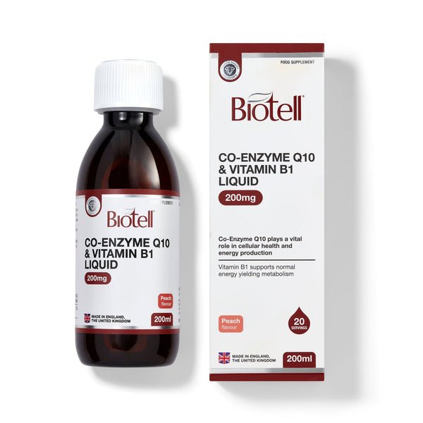 Biotell Co-Enzyme Q10 200mg + Vitamin B1  Liquid Energy & Heart Health  Supplement